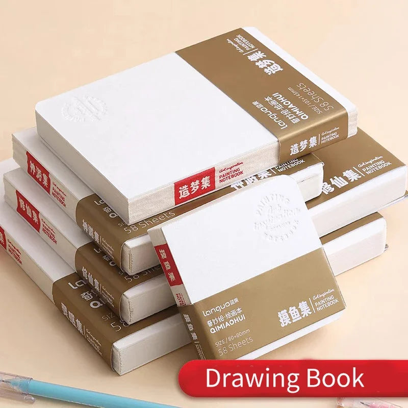 58sheets Drawing Notebook Sketchbook Handbook 200gsm Paper for Watercolor Acrylic Marker Pen Oil Paint Gouache Diary Notebook