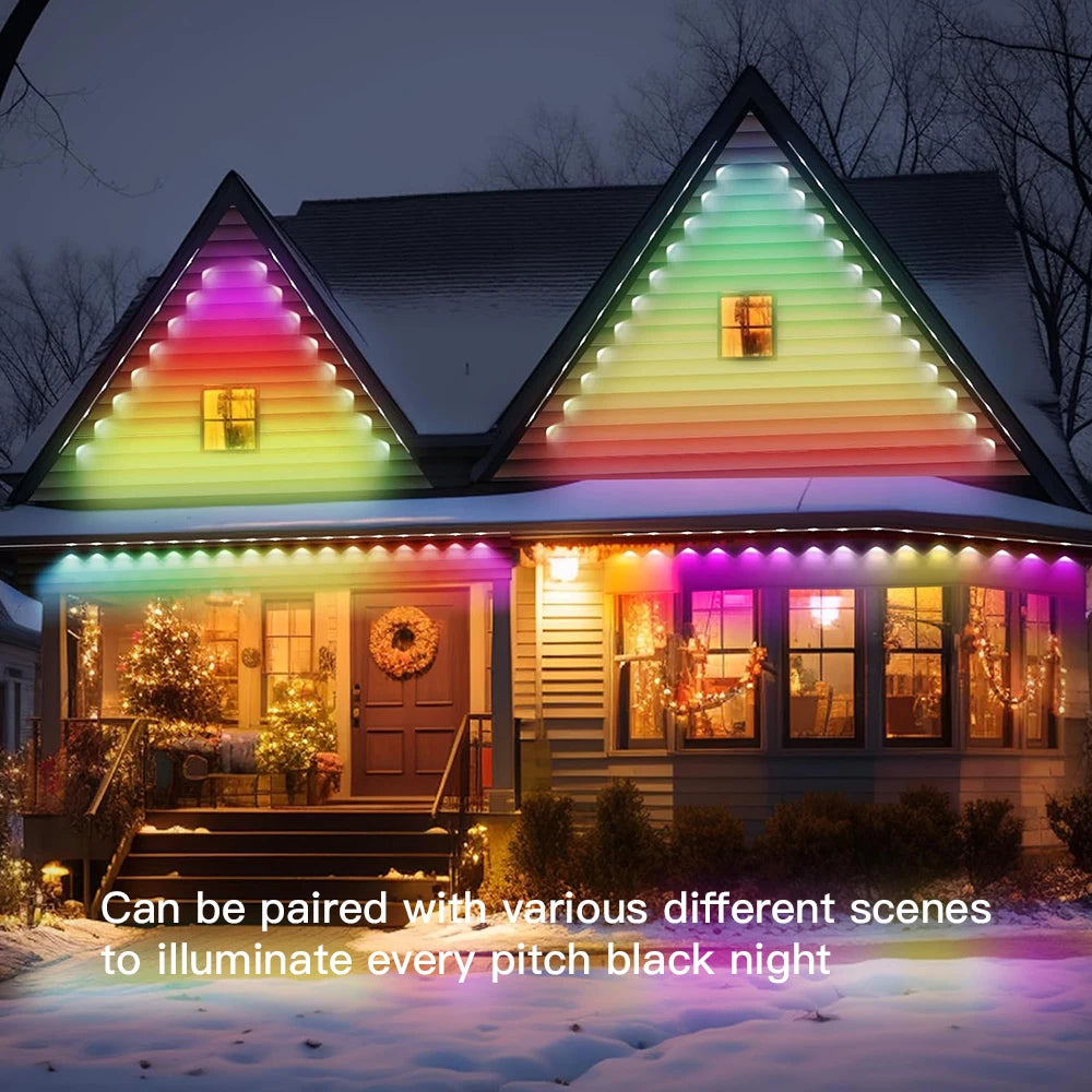 Wiscolor Smart WIFI RGBIC Eaves Lights Permanent Outdoor Lights Outdoor Waterproof Light Strings Support Alexa, Google Assistant