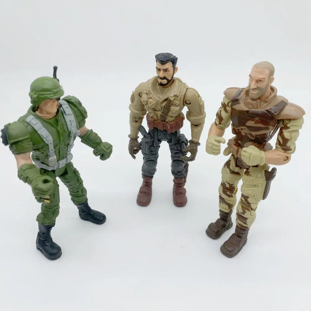 3pcs Warrior Elite Force 1:18 Military Action Figure Toys 10cm Movable Terrorist SWAT Team Figuras for Children Gift