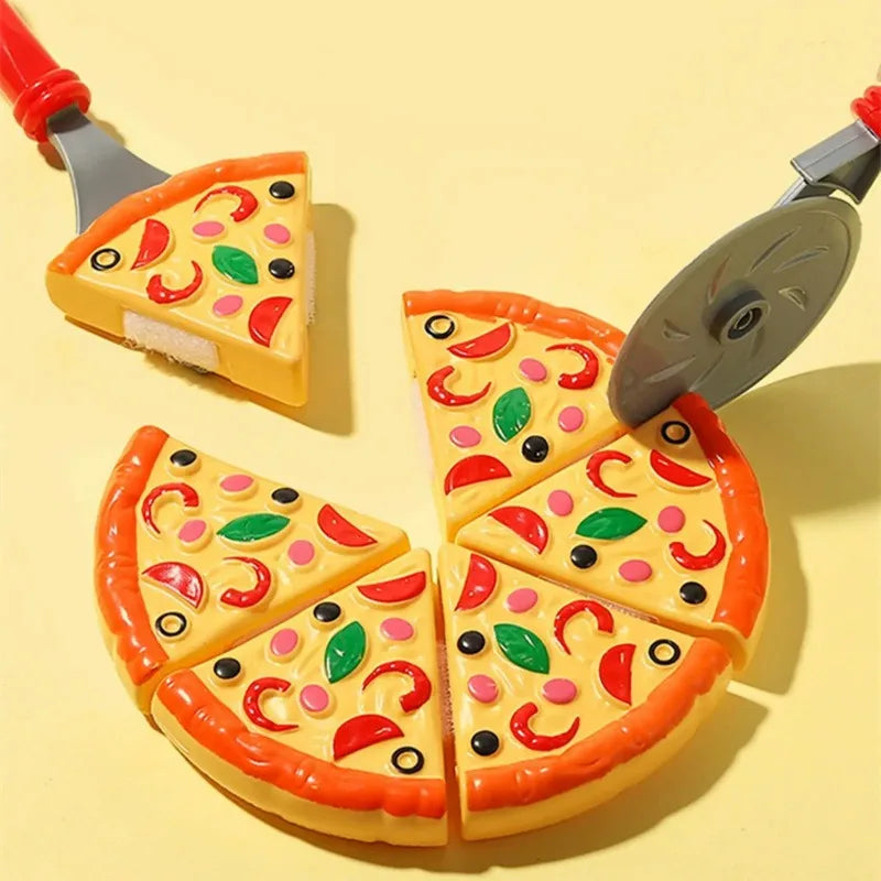 Simulation Pizza Cutting Toy Pretend Play Pizza Set Fast Food Cooking Kitchen Toy for Kids Gifts Educational Montessori Toys