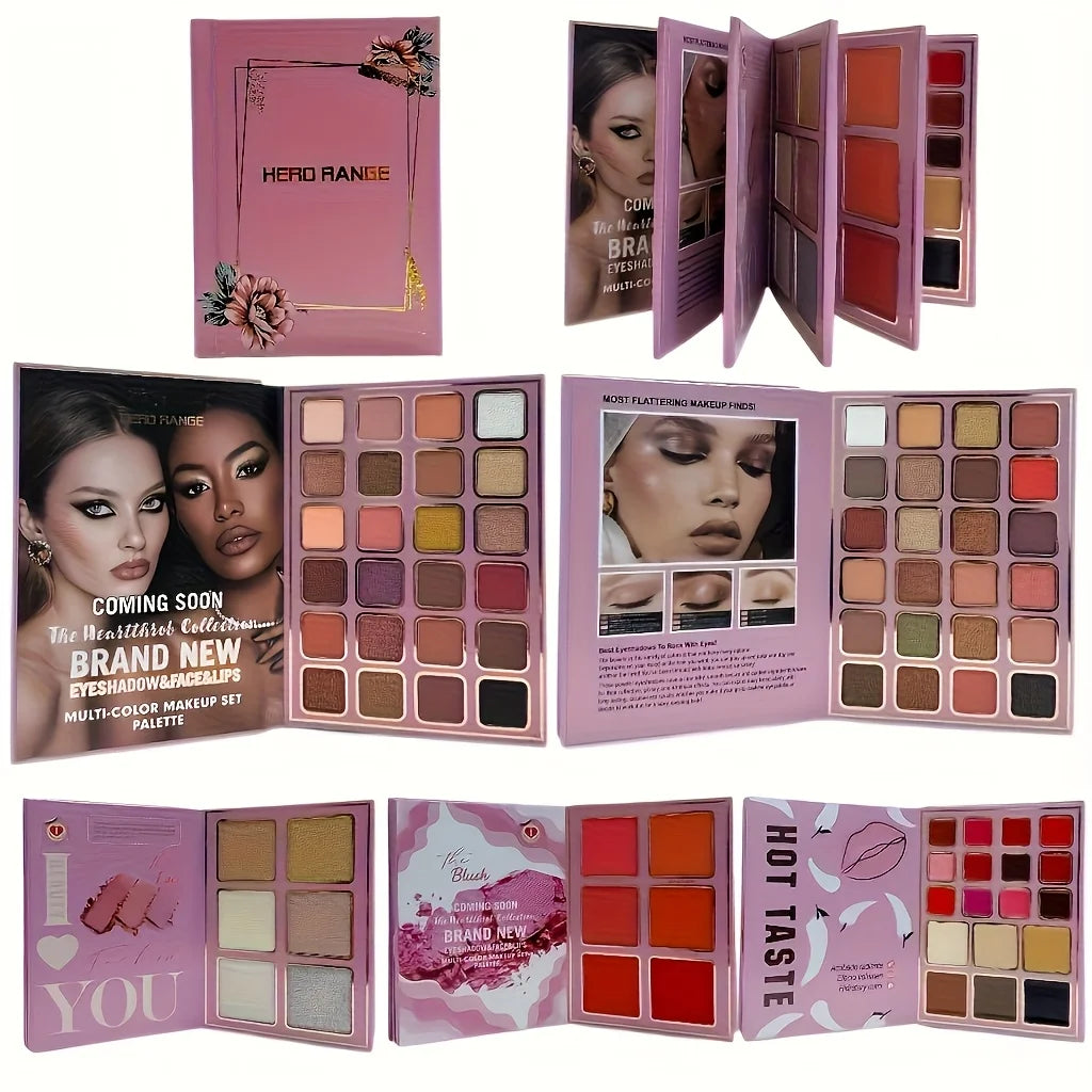 78-Color Multifunctional Makeup Palette and Brush Set, Matte, Pearlescent, Glitter, Highlighter, Contouring, Blush, Eyeshadow, Lip Gloss Combination Palette, Cosmetics, Makeup Tools, Makeup Book, Cosmetics Set, Daily Use, Chr