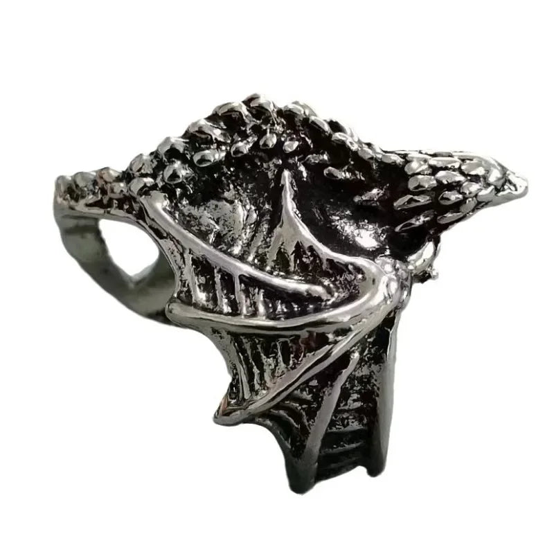 Punk Style Game of Thrones Black Dragon Wings Opening Rings for Women Men Vintage Hip Hop Rock Finger Jewelry Dragon Family Gift