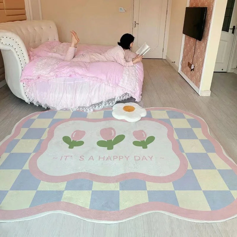 Decorative Home Carpet Large Area Colorful Living Room Flower Thickened Decoration Rug Non-slip Washable Floor Mat