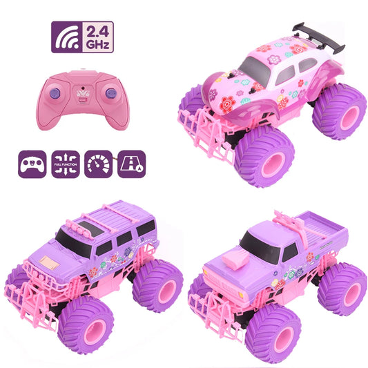 JJRC Pink 2.4G Remote Controlled Electric Car Big Wheel Fast Purple Truck Remote Control Girls Toys For Kids