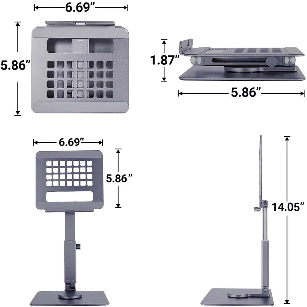 Aluminum Tablet Stand Desk Riser 360° Rotation Multi-Angle Height Adjustable Foldable Holder Dock For Xiaomi iPad Tablet Laptop