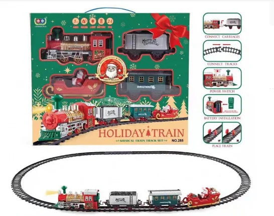 Christmas Train Set With Lights Sounds Railway Tracks Sets Locomotive Engine Fo Christmas Tree Gift For Kids Train Toy Car