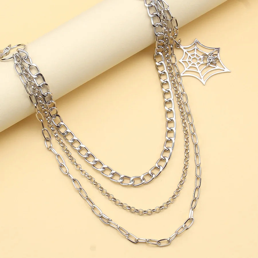 Punk Metal Cross Rivet Layered Chain Keychains for Men Women Waist Key Chain Wallet Jeans Hip-hop Pants Belt Jewelry Accessories