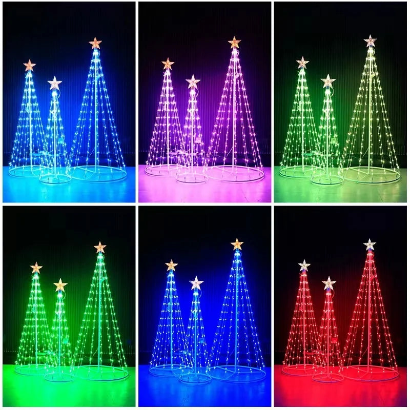 Animated Lightshow Cone Christmas Tree Led Yard Light Led String Lights Waterproof IP44 Home Xmas Outdoor Decoration EU Plug