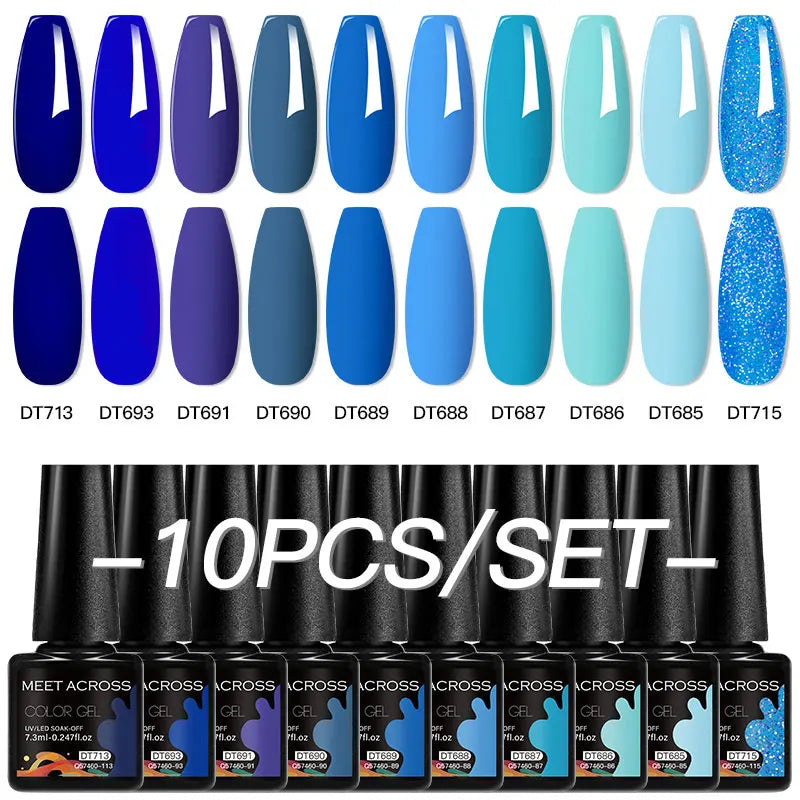 10Pcs Gel Nail Polish Set Macaron Color Semi Permanent UV Gel Varnish For Summer Long Lasting Manicure Kit Soak Off Nail Supplie