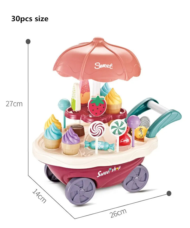 36PCS Ice Cream Candy Trolley House Play Toys Candy Car Ice Cream Candy Cart House Brain Game Kids Toys Children's Gift Toys Set