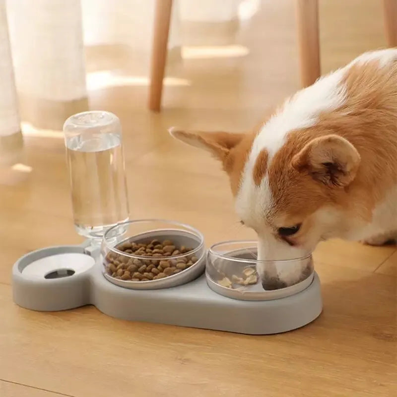 1pc Automatic Food & Water Dispenser Multi-functional Pet Double Bowl Feeder For Three-in-one Cat And Dog Feeding Supply