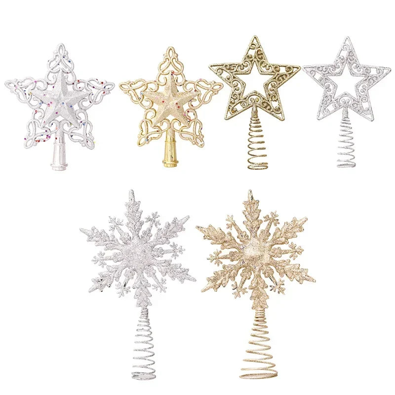 Christmas Tree Toppers Star Xmas Tree Decor Ornaments Gold Silver Star Christmas Decorations For Home Xmas 2023 Navidad New Year