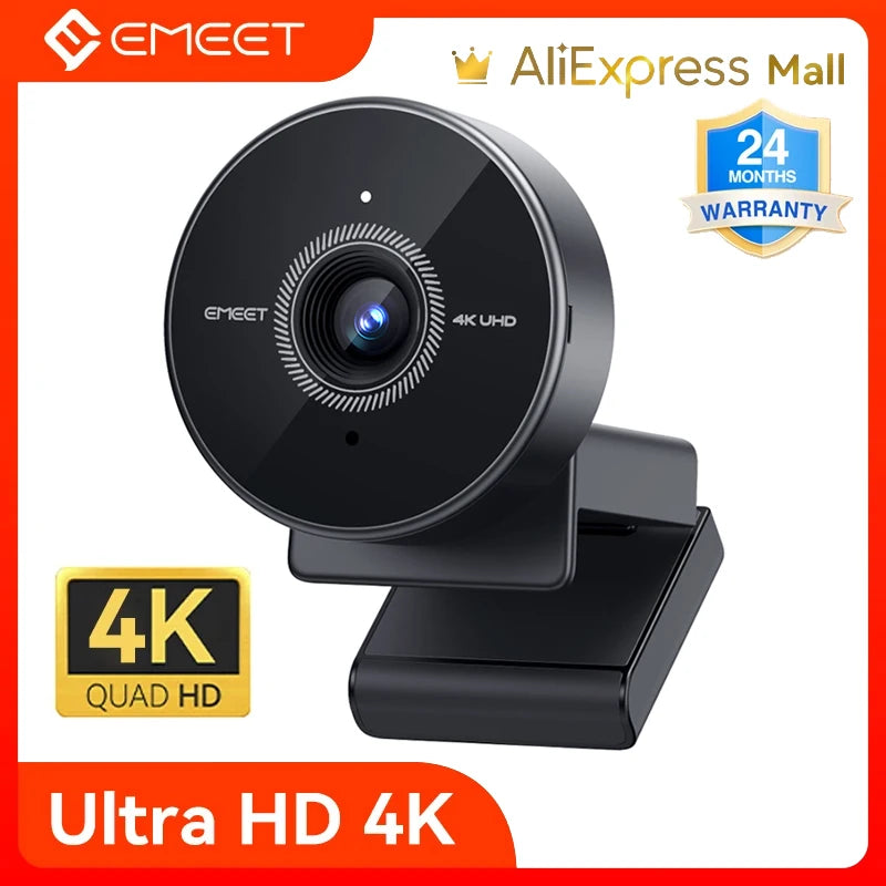 EMEET Webcam 4K Autofocus Web Camera 1080p 60fps 70°FOV Webcam for Computer Video Call Portable USB Camera for Business Meeting