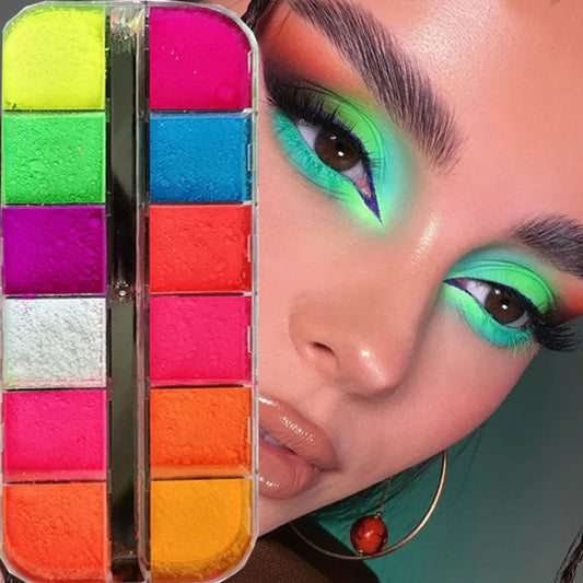 Fluorescent Eye Shadow Palette Waterproof Matte Neon Nude Red Green Pink Eye Shadow Pigments Shadow Long Lasting Makeup Palette