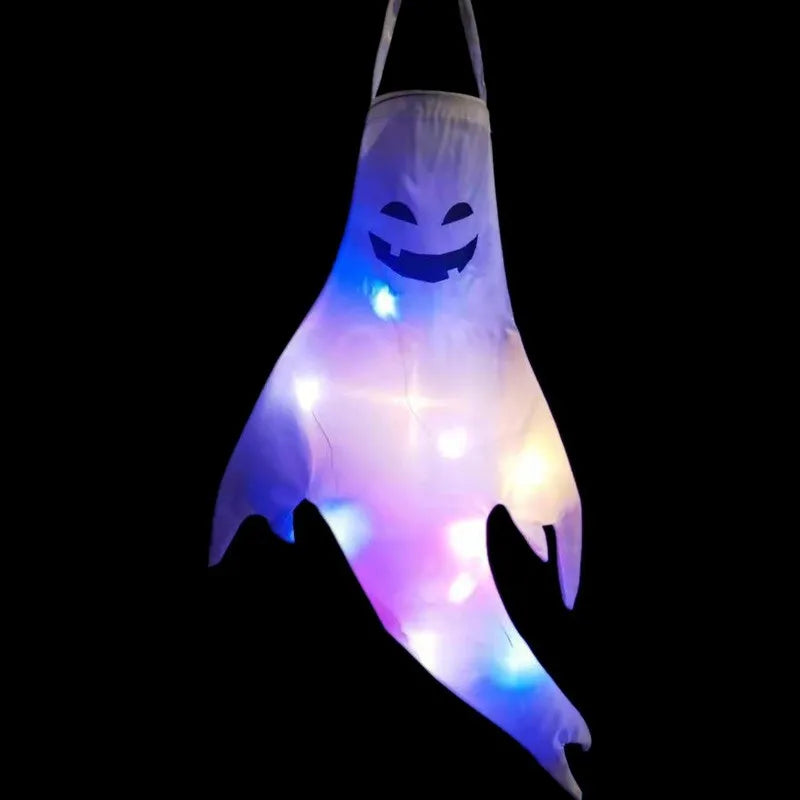 Large LED Halloween Outdoor Light Hanging Ghost Halloween Party Dress Up Glowing Spooky Lamp Horror Props Home Bar Decoration