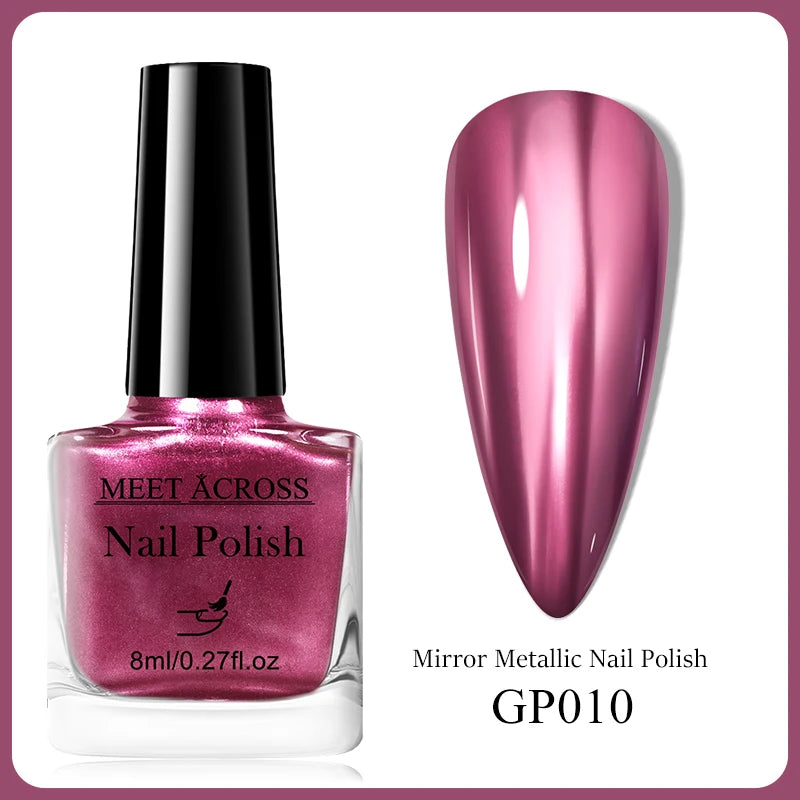 MEET ACROSS 8ml Pink White Nude Water-Based Peel Off Nail Polish Glass Bottle Nail Art Polish DIY Design No Need Lamp