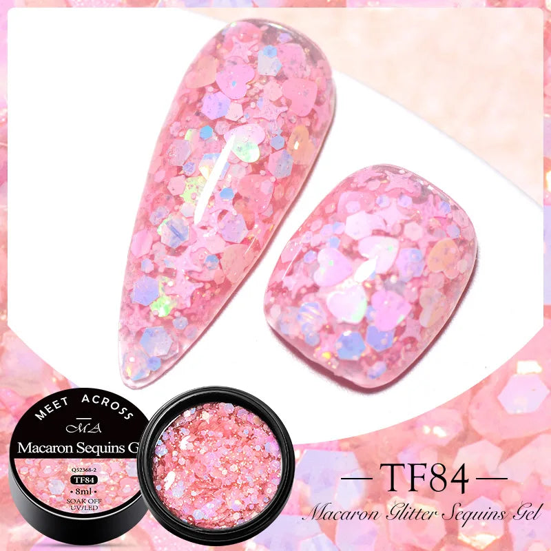 MEET ACROSS 5ml Pink Dried Flower Gel Nail Polish Natural Flower Fairy Nail Art Gel Soak Off UV LED Painting Varnishes For Nails