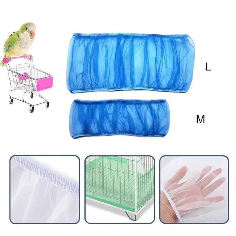 1pcs Mesh Bird Cage Cover Shell Skirt Net Easy Cleaning Catcher Guard Bird Cage Accessories Airy Mesh Bird Cage Net