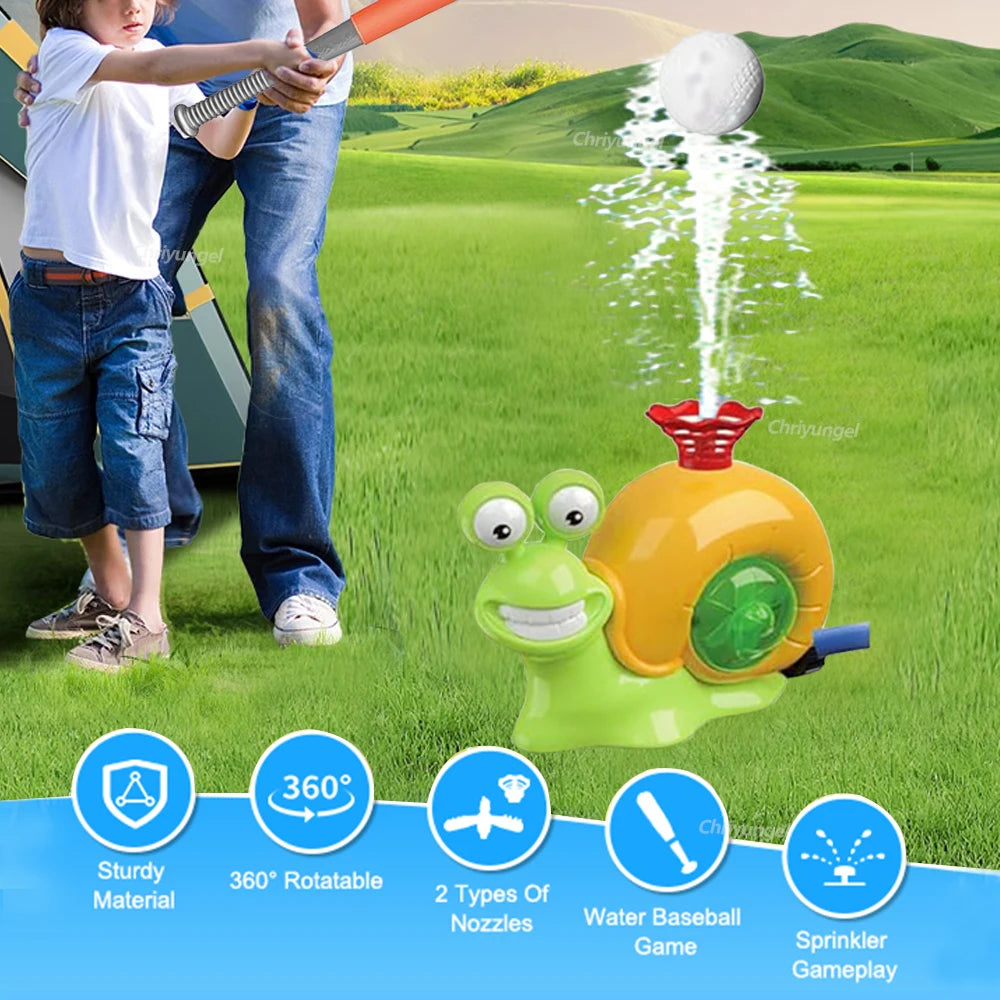 2 in 1 Water Sprinkler Baseball Toy for Kids Baseball Toy Water Game 360° Roating Spray Play for Summer Backyard Lawn Pool Party