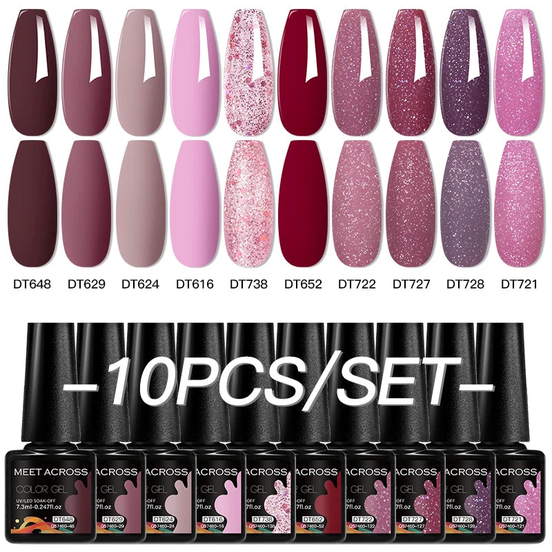 10Pcs Gel Nail Polish Set Macaron Color Semi Permanent UV Gel Varnish For Summer Long Lasting Manicure Kit Soak Off Nail Supplie