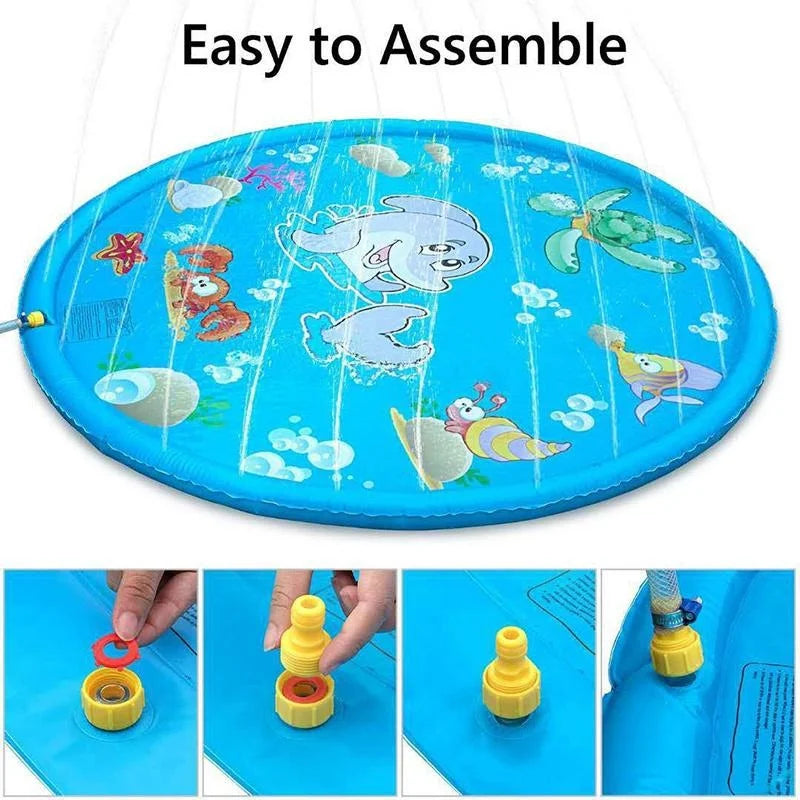 Summer Kids Play Water Mat Outdoor Lawn Garden Inflatable Spray Water Mat Swimming Pool Mat Summer Beach Games Pad Kids Toys