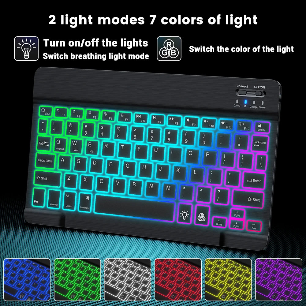 EMTRA Backlit Backlight Bluetooth Keyboard Mouse For IOS Android Windows For iPad Portuguese keyboard Spanish keyboard and Mouse