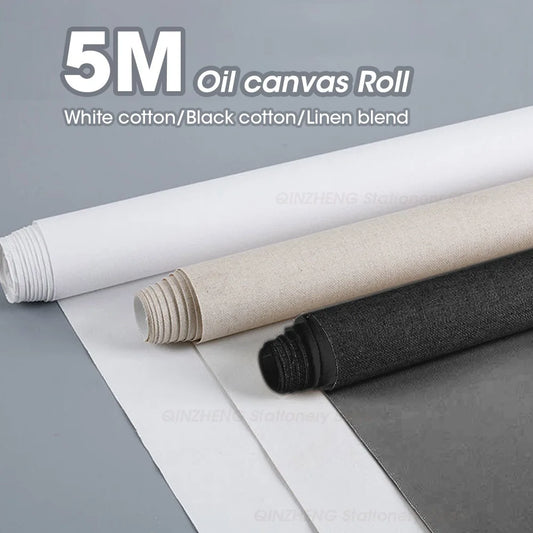 0.57x5M White Black Cotton And Linen Blend Canvas Roll,Blank Canvas Oil Painting Acrylics Painting Fine Art Supplies,HB-14