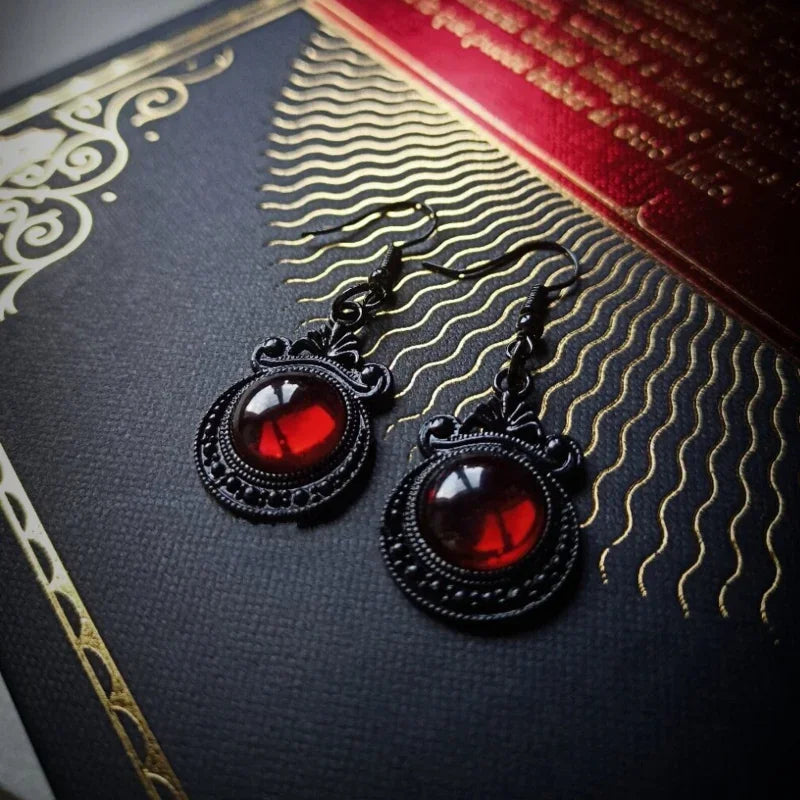 Vintage Gothic Vampire Witch Black Rose Earrings for Women 2023 Creative Holiday Party Personalized Jewelry Accessories