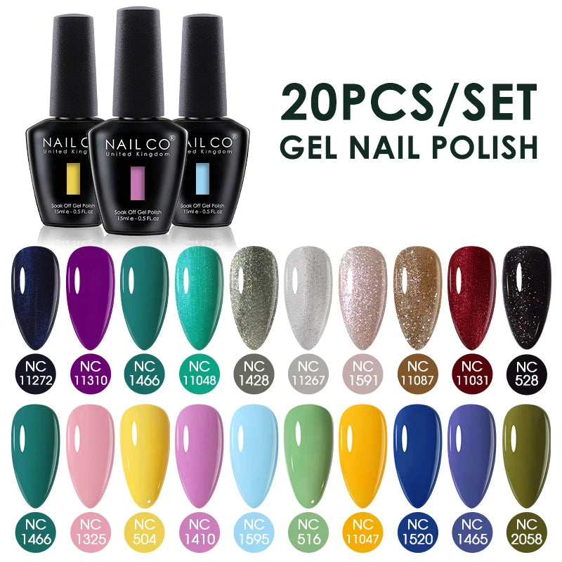 NAILCO 15ml 10/20pcs Gel Nail Polish Set Spring Summer Color UV Gel Nail Art All For Manicure  Gel Paint For DIY Professionals