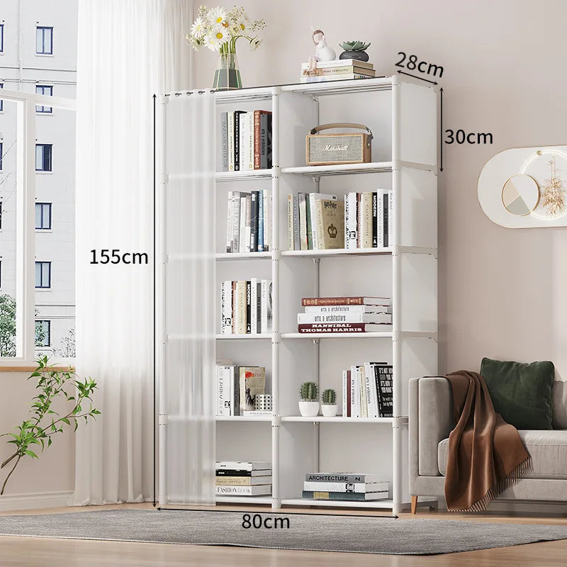 Simple Bookshelf Floor To Floor Storage Rack Living Room Sundries Storage Cabinet Shelf Household Multi-layer Storage Wardrobe