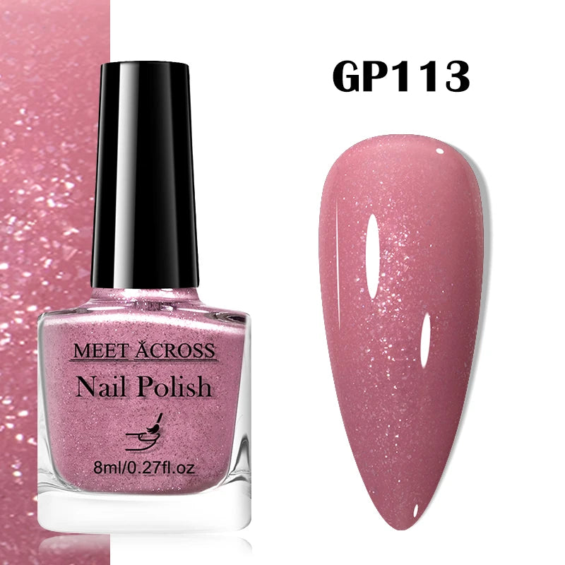 MEET ACROSS 8ml Pink White Nude Water-Based Peel Off Nail Polish Glass Bottle Nail Art Polish DIY Design No Need Lamp