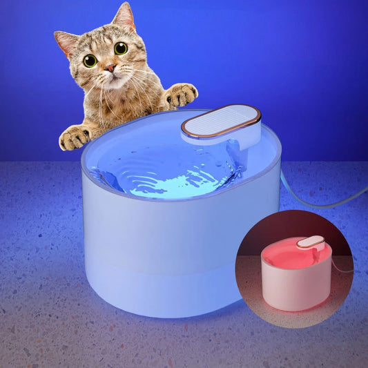 3L Cat and Dog Water Fountain with LED Light, Automatic Circulation Filtration, Ultra Silent USB, CatsElectric Mute Water Feeder