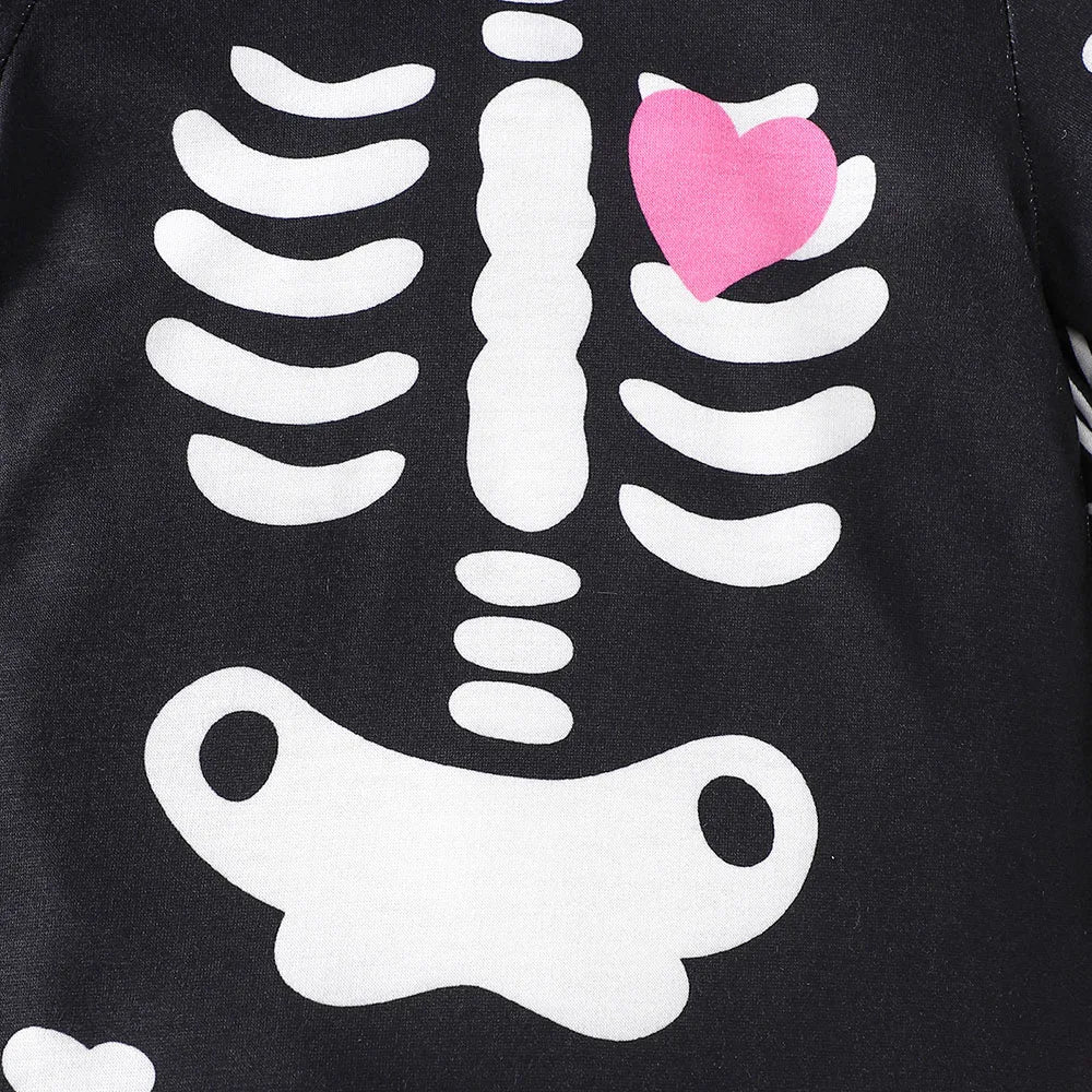 2024 Halloween Kids cosplay Costume Skull print Hooded Romper Batwing sleeve jumpsuit Toddler Baby jumpsuit