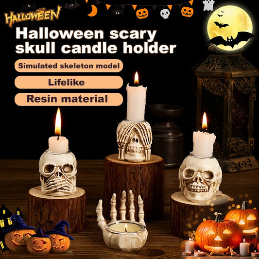 Halloween Candlesticks Movie and Drama Decorations Skull Horror Ghost Festival Escape Room Props