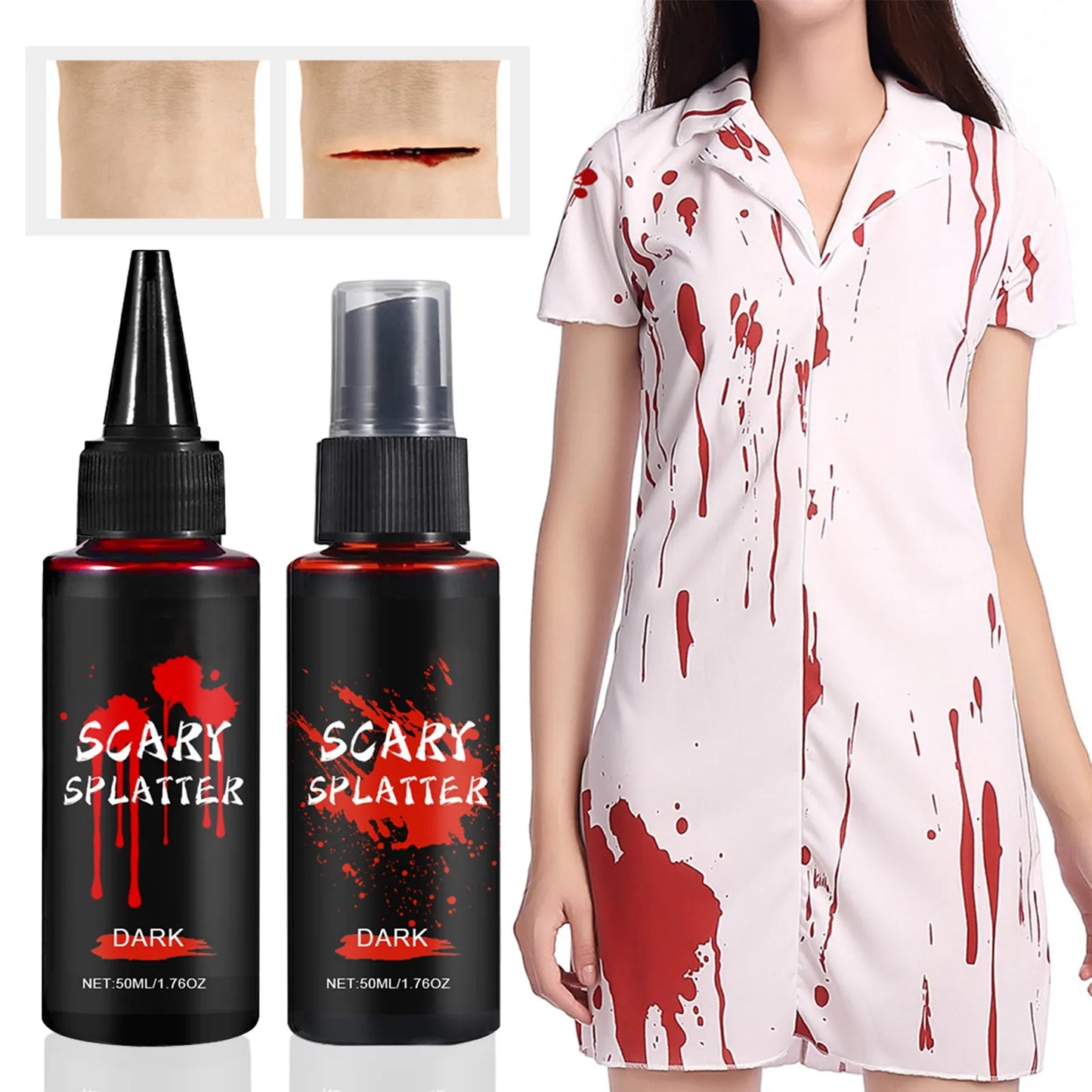 2pcs 100ml Halloween Fake Blood Spray Liquid Blood Eye Blood Drops Halloween Simulation Vampire Fake Blood Spray For Cosplay