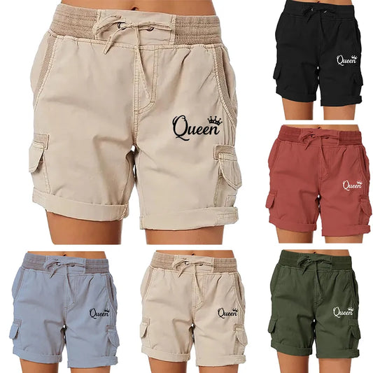 Summer Printed Women's Cargo Shorts Casual Drawstring Elastic Waist Active Shorts Work Shorts Hiking Outdoor Cool Beach Shorts