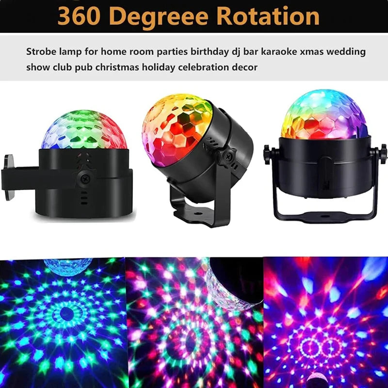 LED Party Stage Lights Disco Ball Sound With Remote Control Dance Rotating Magic Atmosphere Lamp Party Club DJ Show Lamp