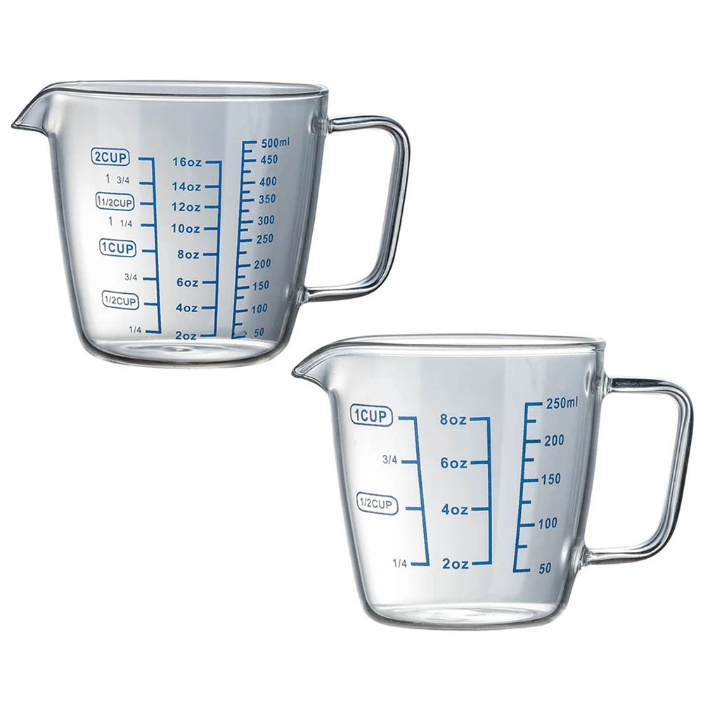 250/500ml Measuring Cup Transparent for Kitchen High Borosilicate Glass Cooking Bakeware Baking for Water Flour Sugar with Scale