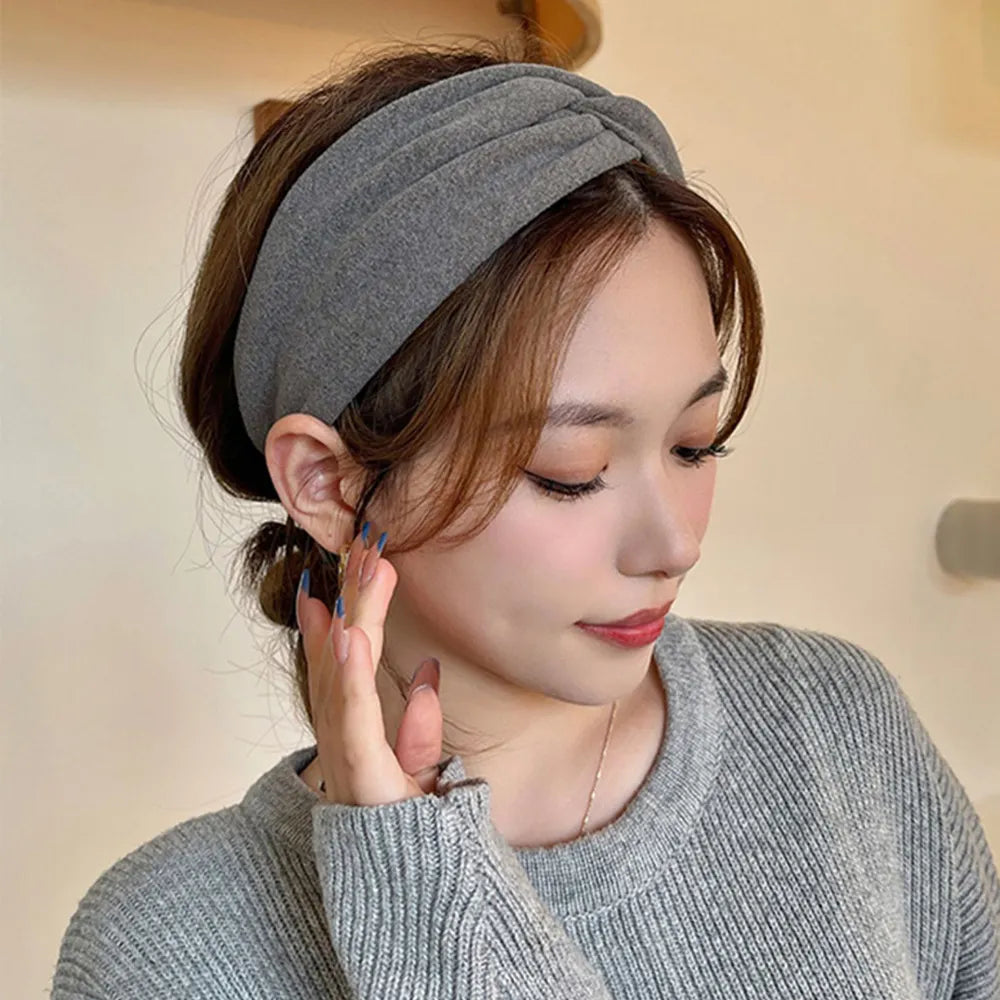 Elegant Wide Brimmed Headband Fall Winter Simple Hair Hoop for Washing Fitness Exercise Fashion Daily Outgoing Hair Accessories