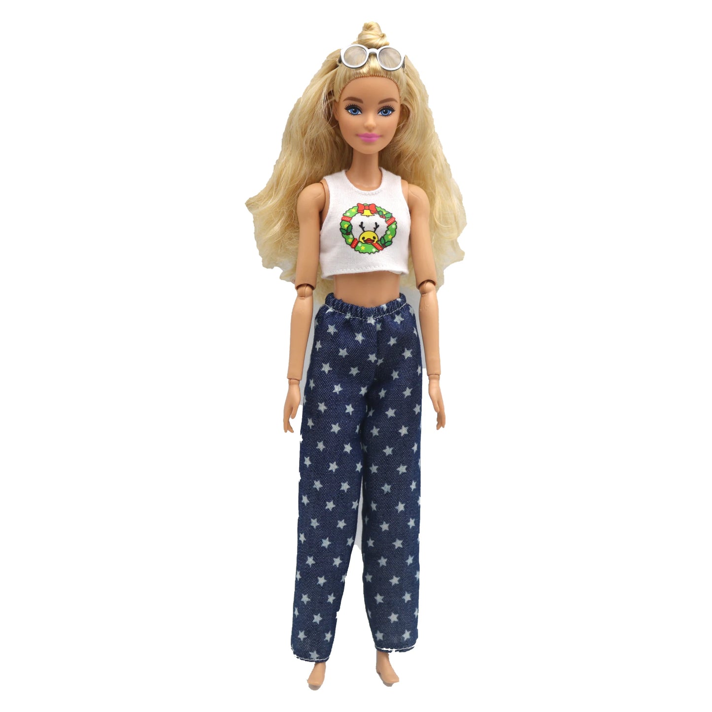 New 1/6 Doll Clothes Fashion Sleeveless Top and Casual Pants Denim Grid Daily Wear Accessories Clothes for Barbie Doll