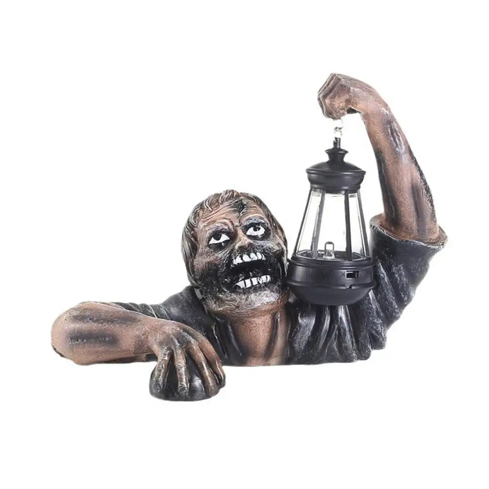 Halloween Zombie Crawling Horror Decor Scary Led Lights Garden Outdoor Lantern Light Holding Decorations Figurine Zombie Q1R7