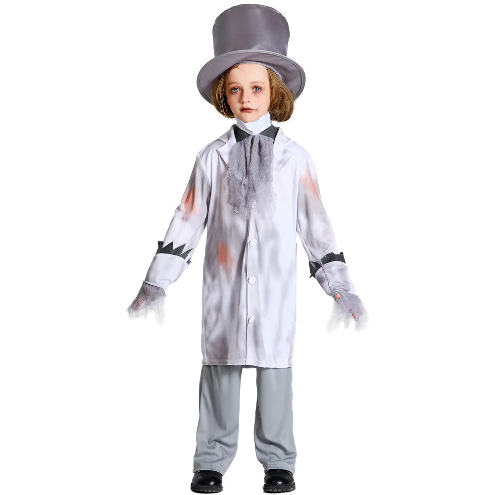 Halloween Vampire Zombie Costume Family Terror Suit Parent-Child Cosplay Clothes Carnival Masquerade Party Outfit Adult Kids Set