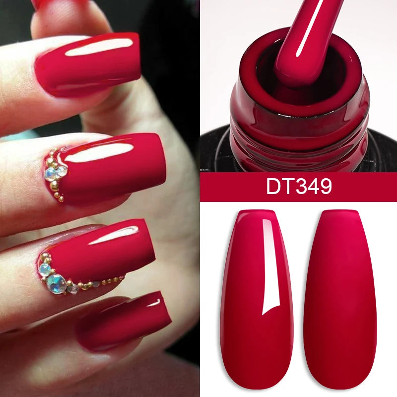 MEET ACROSS 7ml Dark Red Gel Nail Polish Nail Art Gel Burgundy Aunt Red Winter Semi-Permanent Long-Lasting Varnish Manicure