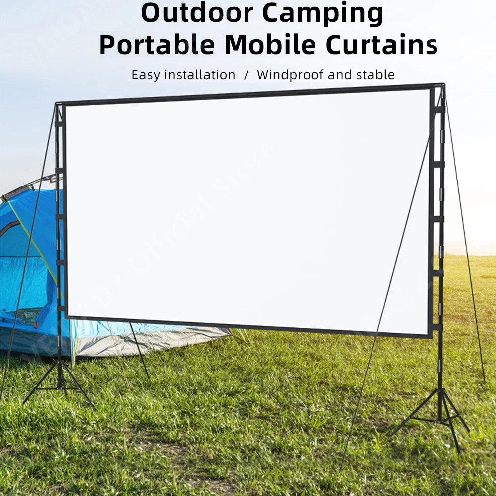 MIXITO Splicing Double Tripod Fold White No Creases With Carry Bag Front And Back Soft Sided Projection Outdoor Projector Screen