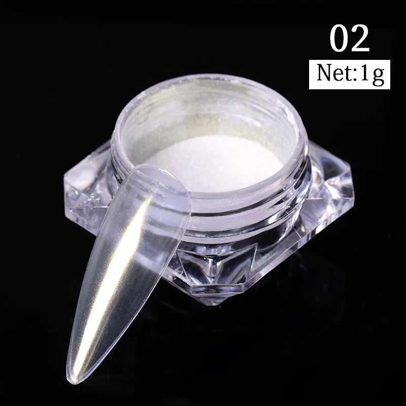 NICOLE DIARY Nail Powder Pigment Pearl White Rubbing on Nail Art Glitter Dust Chrome Aurora Manicure  Decoration DIY