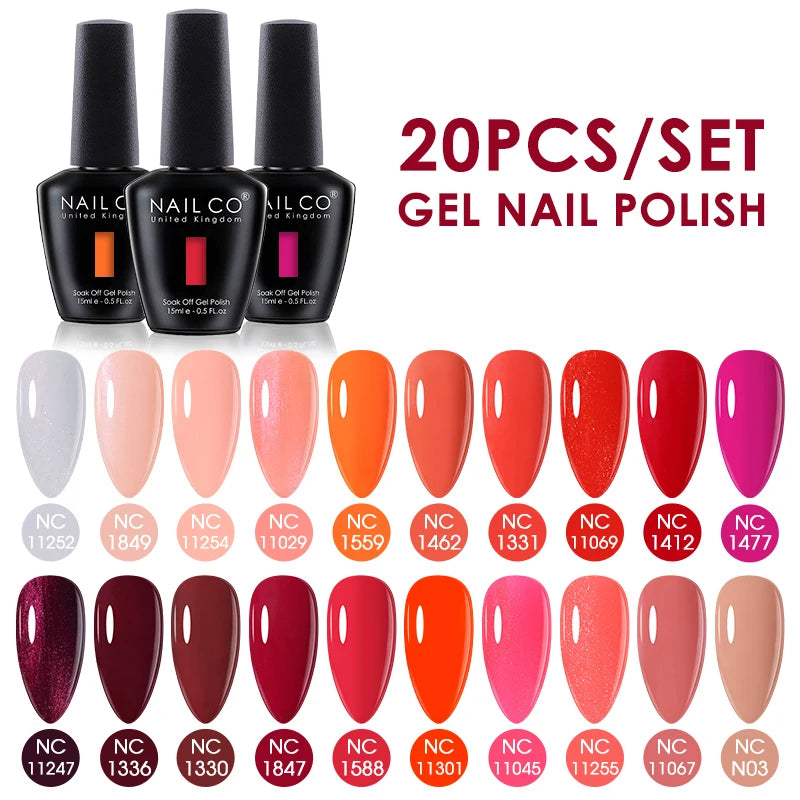 NAILCO 15ml 10/20pcs Gel Nail Polish Set Spring Summer Color UV Gel Nail Art All For Manicure  Gel Paint For DIY Professionals