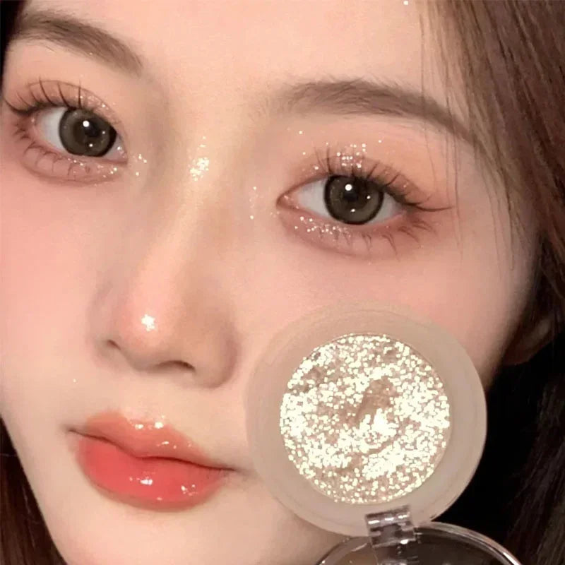 6 Color Monochrome Eyeshadow Waterproof Lasting Glitter Discoloration Highlighter Eyeshadows Palette Rose Gold Shiny Eyes Makeup