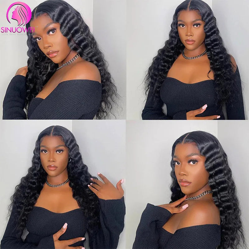 13x6 Loose Deep Wave Lace Front Wigs Human Hair Transparent Lace Front Wigs 200% Density Deep Wave Lace Frontal Wigs Pre Plucked