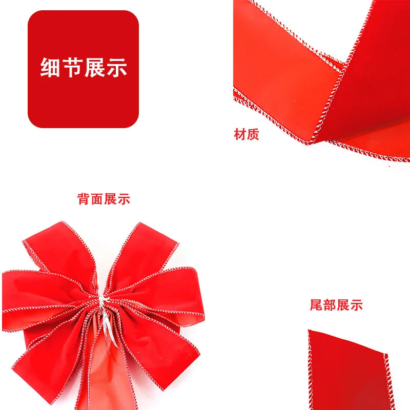 Red Christmas Bows Outdoor Decorations,Large Christmas Tree Topper Bow with Glitter Gold Edge for Xmas Home Front Door Decor