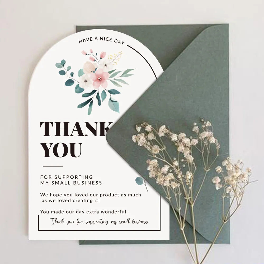 30pcs Thank You for Supporting My Small Business Card Thanks Greeting Card Appreciation Cardstock for Sellers Gift Merci Card